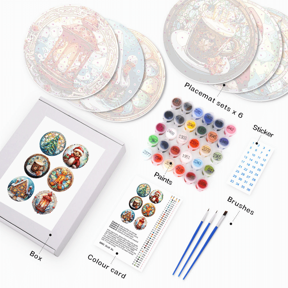 Cozy Christmas (Set of 6) -  Paint by numbers Kit -  Portrait By Numbers