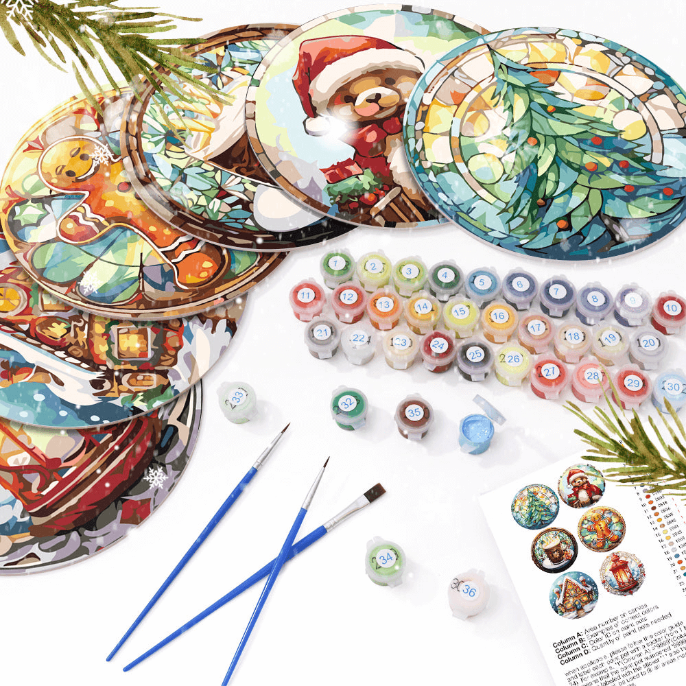 Cozy Christmas (Set of 6) -  Paint by numbers Kit -  Portrait By Numbers