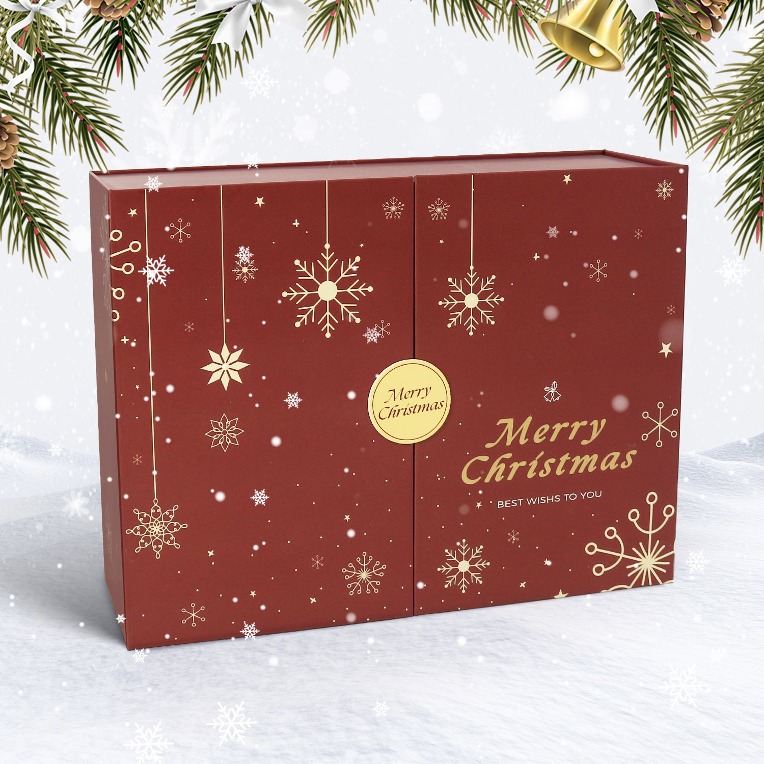 Crimson Christmas Box -  Paint by Numbers Kit for Adults | Relaxing DIY Art Gift | -  Portrait By Numbers