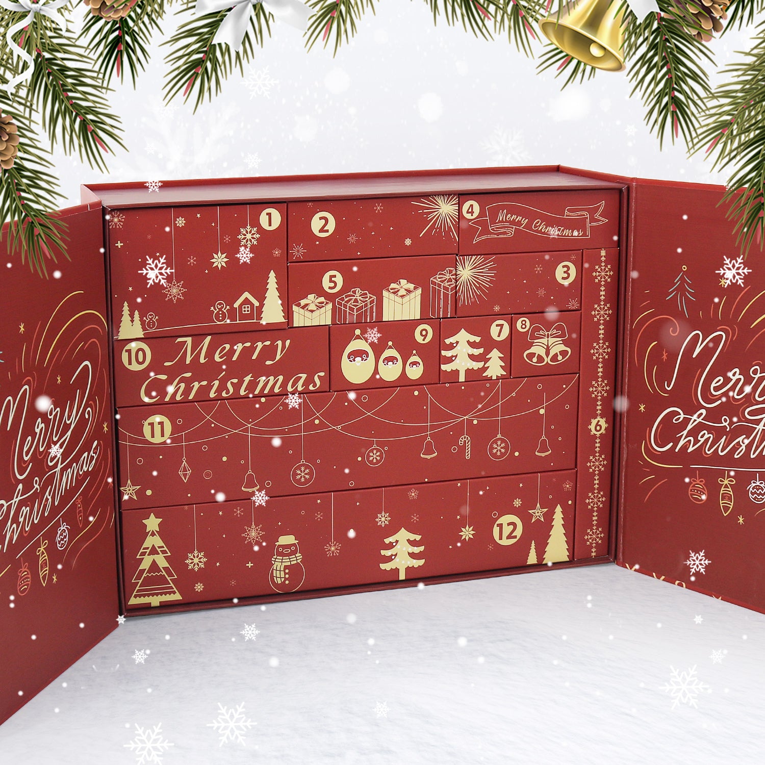 Crimson Christmas Box -  Paint by Numbers Kit for Adults | Relaxing DIY Art Gift | -  Portrait By Numbers