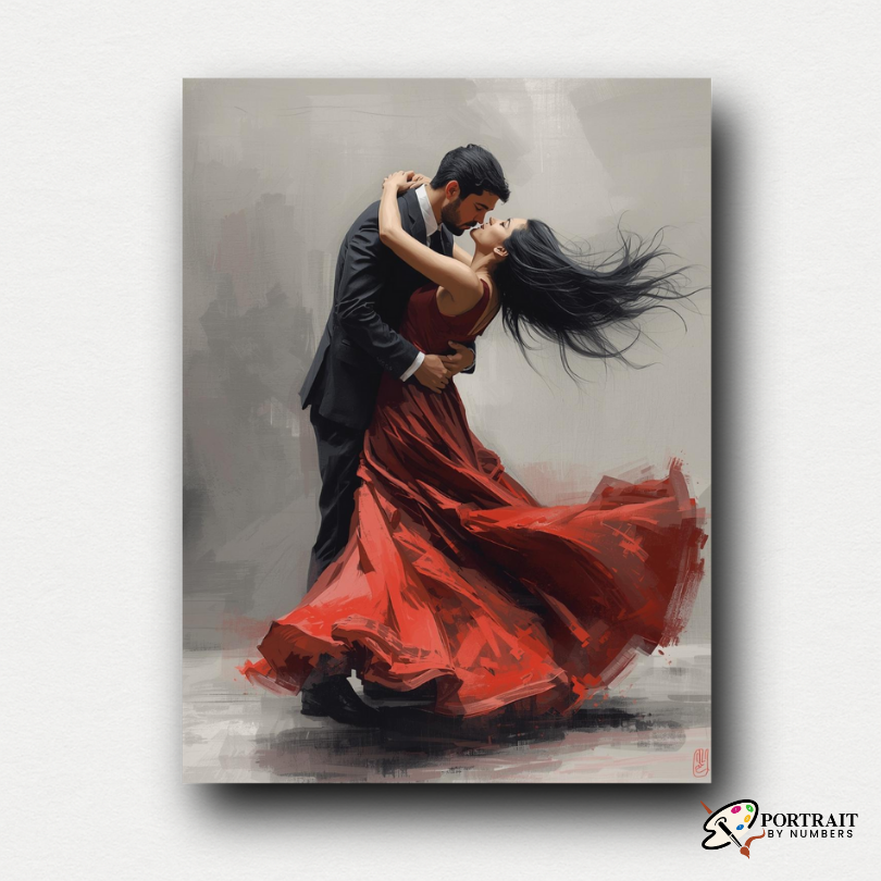 Crimson Dance -  Paint by numbers Kit -  Portrait By Numbers