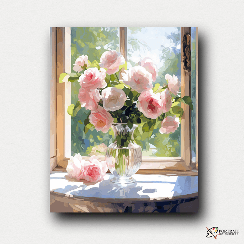 Crystal Vase Florals -  Paint by numbers -  Portrait By Numbers