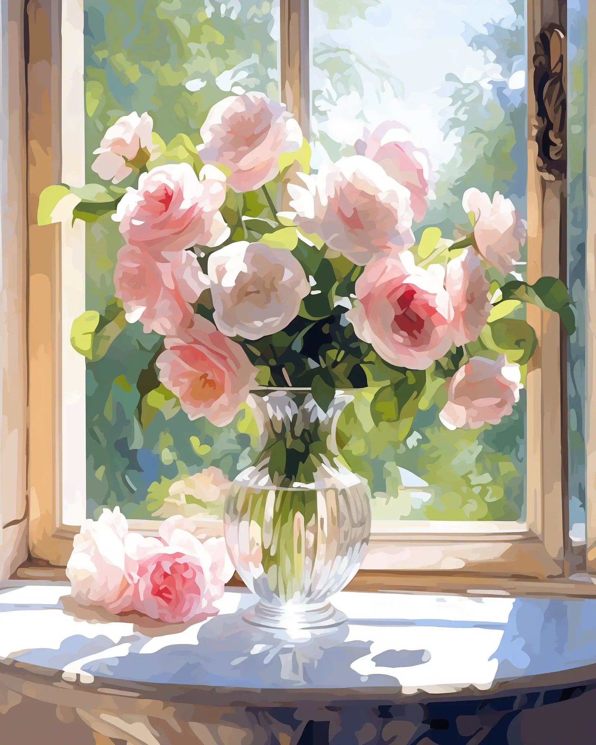 Crystal Vase Florals -  Paint by numbers -  Portrait By Numbers