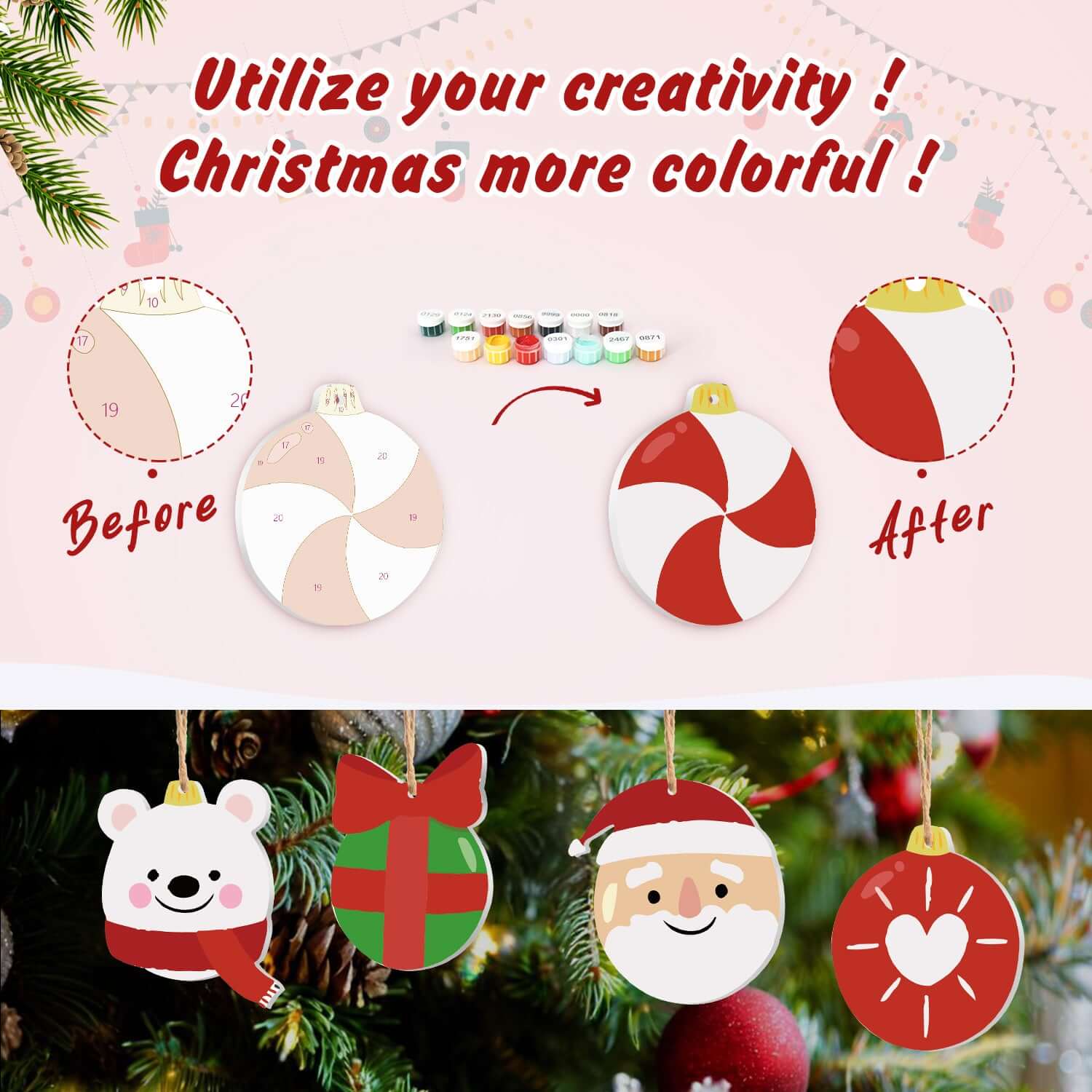 Cute Christmas -  Paint by Numbers Kit for Adults | Relaxing DIY Art Gift | -  Portrait By Numbers