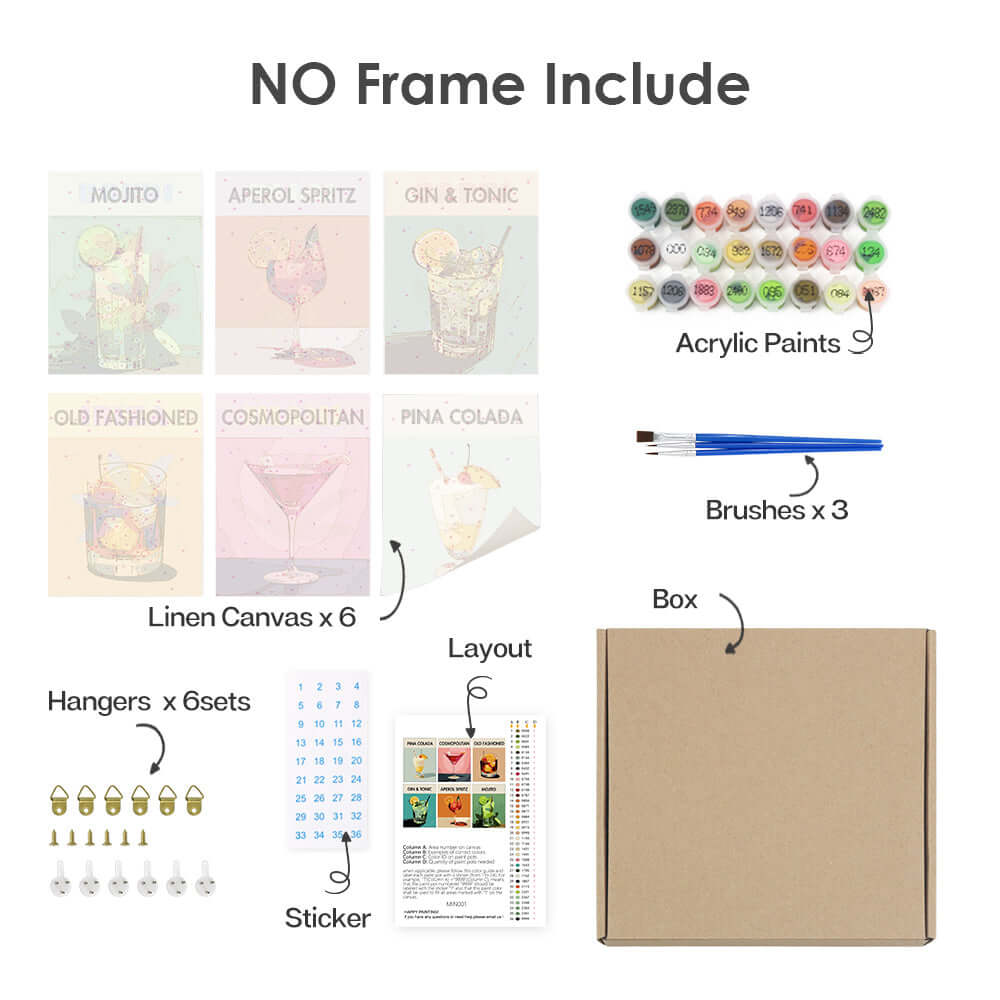 Daylight Sips (Set of 6) -  Paint by numbers Kit -  Portrait By Numbers