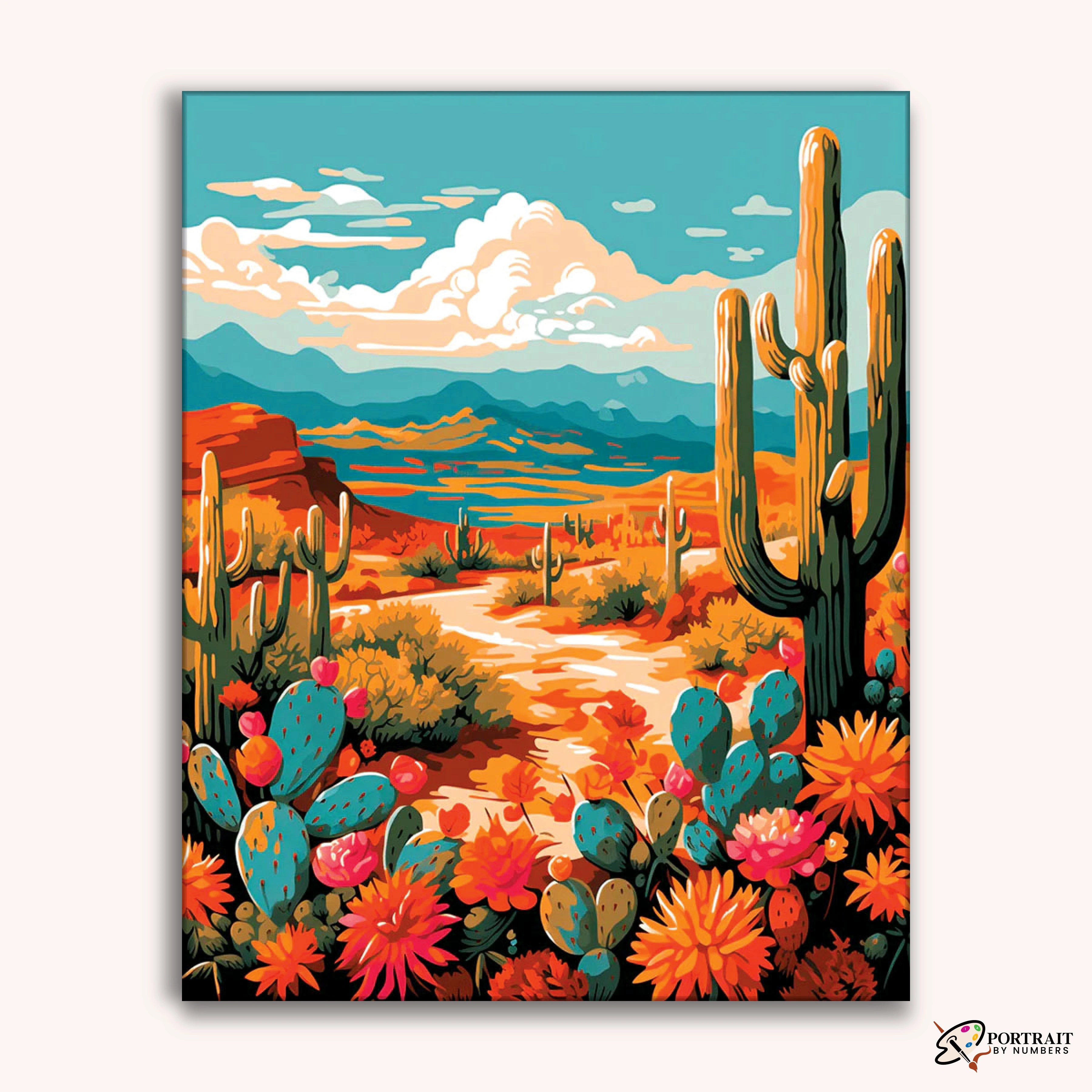Desert Flora Hues -  Paint by Numbers Kit for Adults -  Portrait By Numbers