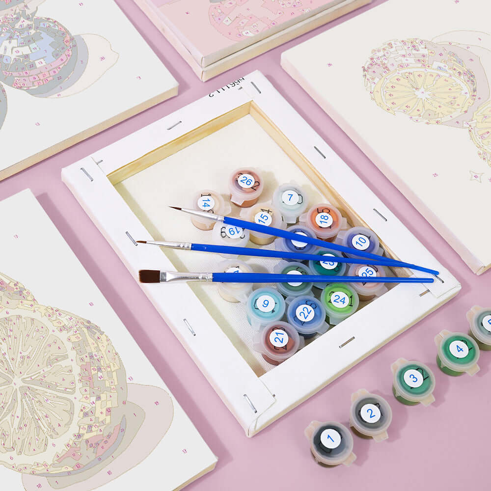 Disco Fruits (Set of 6) -  Paint by numbers Kit -  Portrait By Numbers