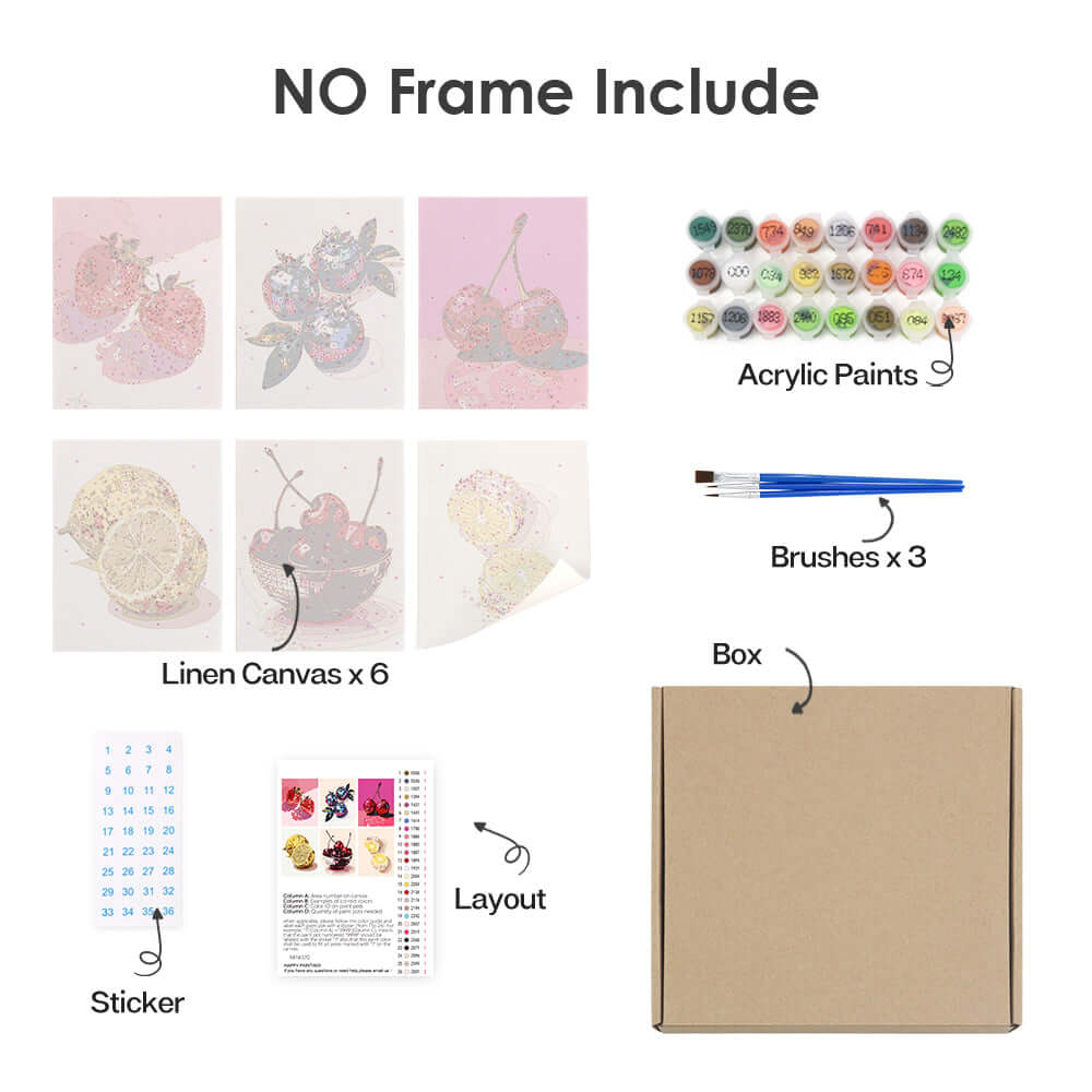 Disco Fruits (Set of 6) -  Paint by numbers Kit -  Portrait By Numbers