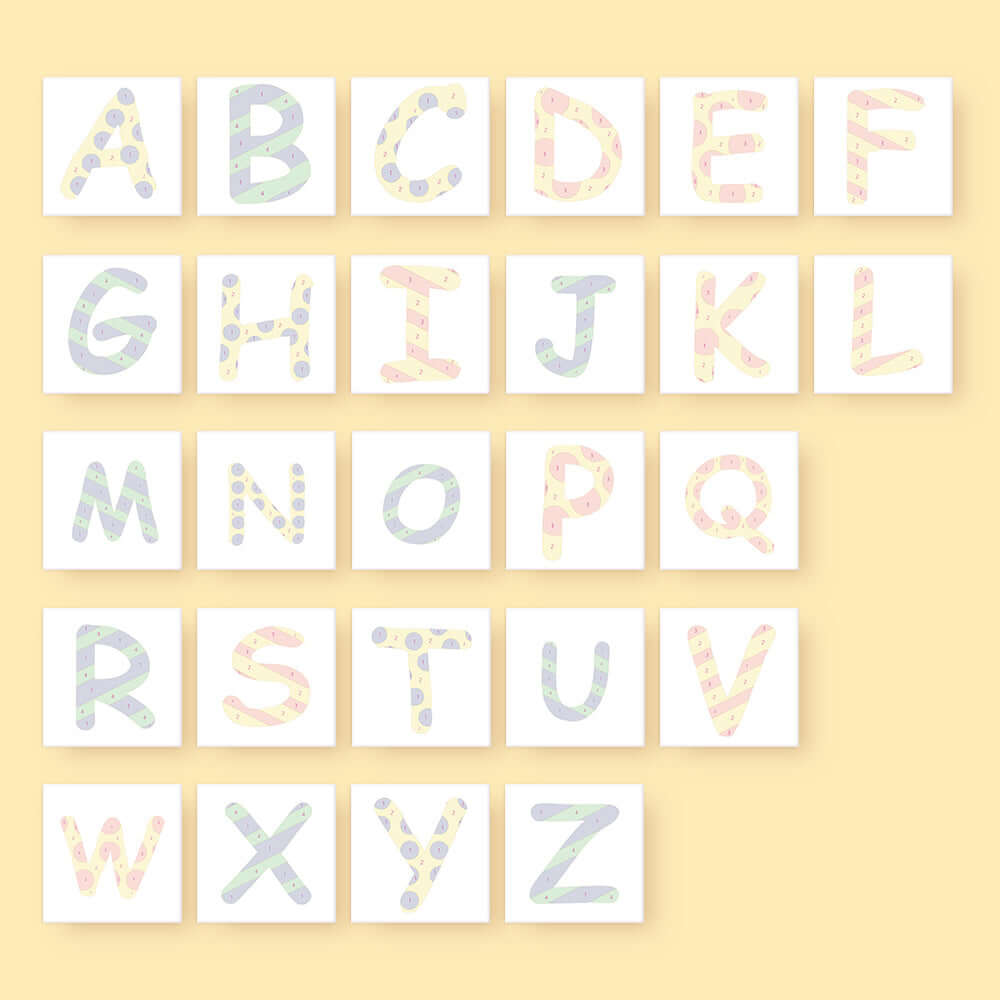 Doodle ABCs (Alphabet) -  Paint by numbers Kit -  Portrait By Numbers