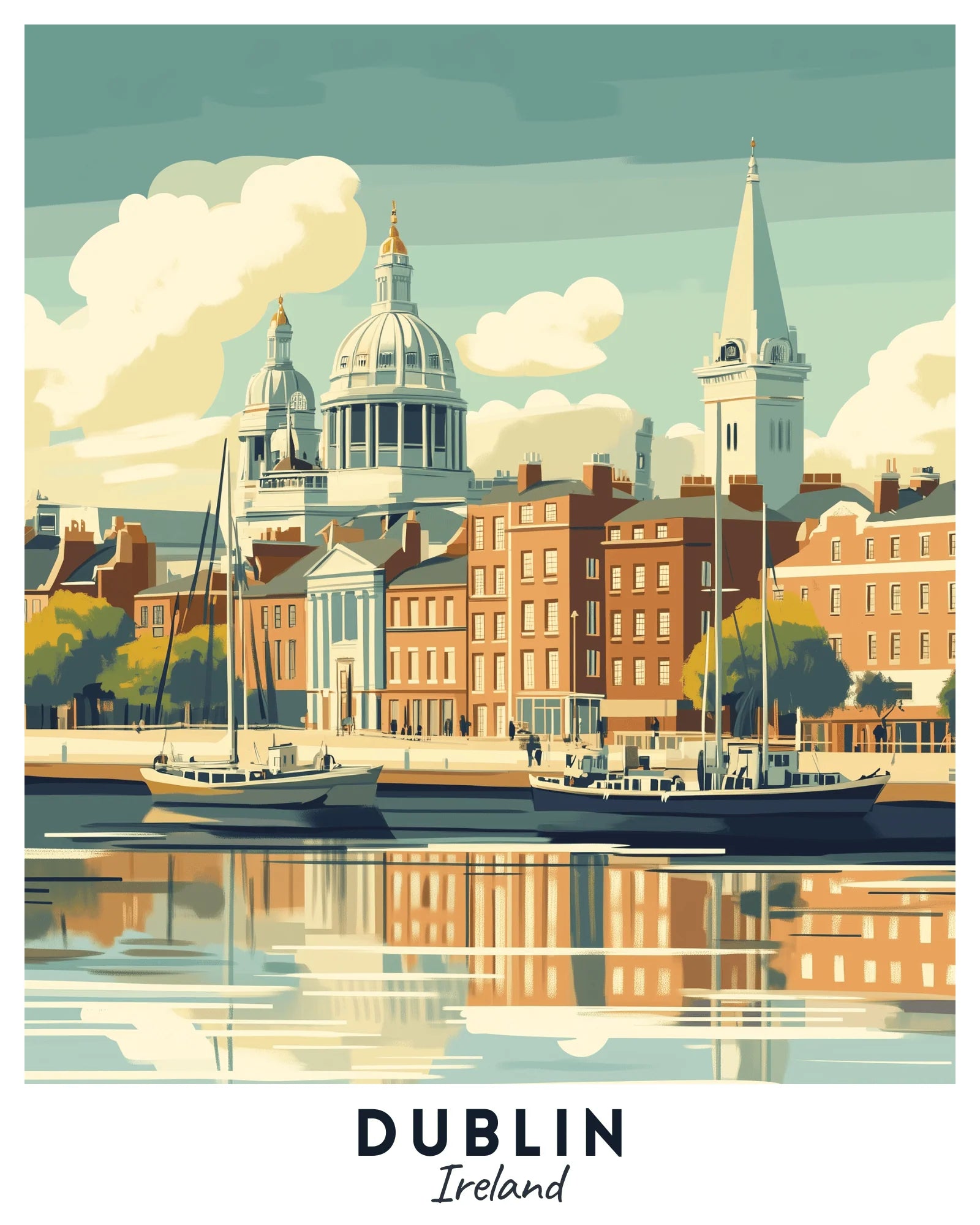 Dublin - Travel Poster -  Paint by Numbers Kit for Adults -  Portrait By Numbers