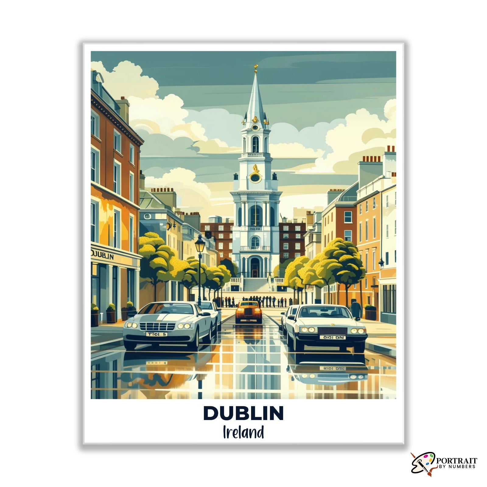 Dublin Travel Poster -  Paint by Numbers Kit for Adults -  Portrait By Numbers