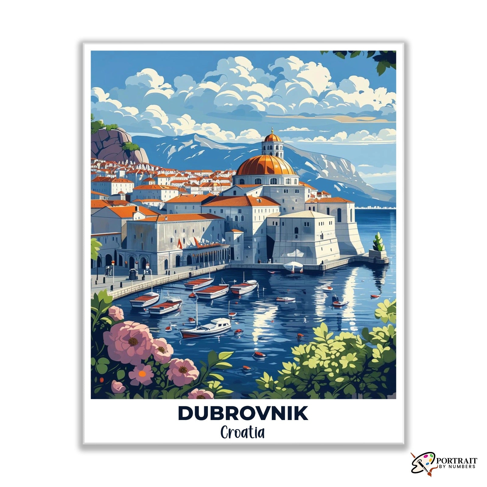 Dubrovnik Travel Poster -  Paint by Numbers Kit for Adults -  Portrait By Numbers