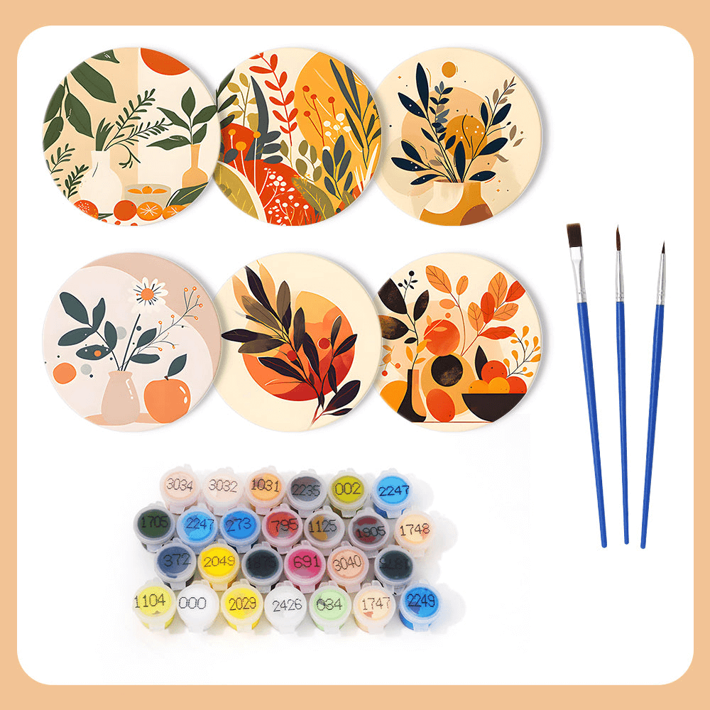 Earthy Elegance (Set of 6) -  Paint by numbers Kit -  Portrait By Numbers
