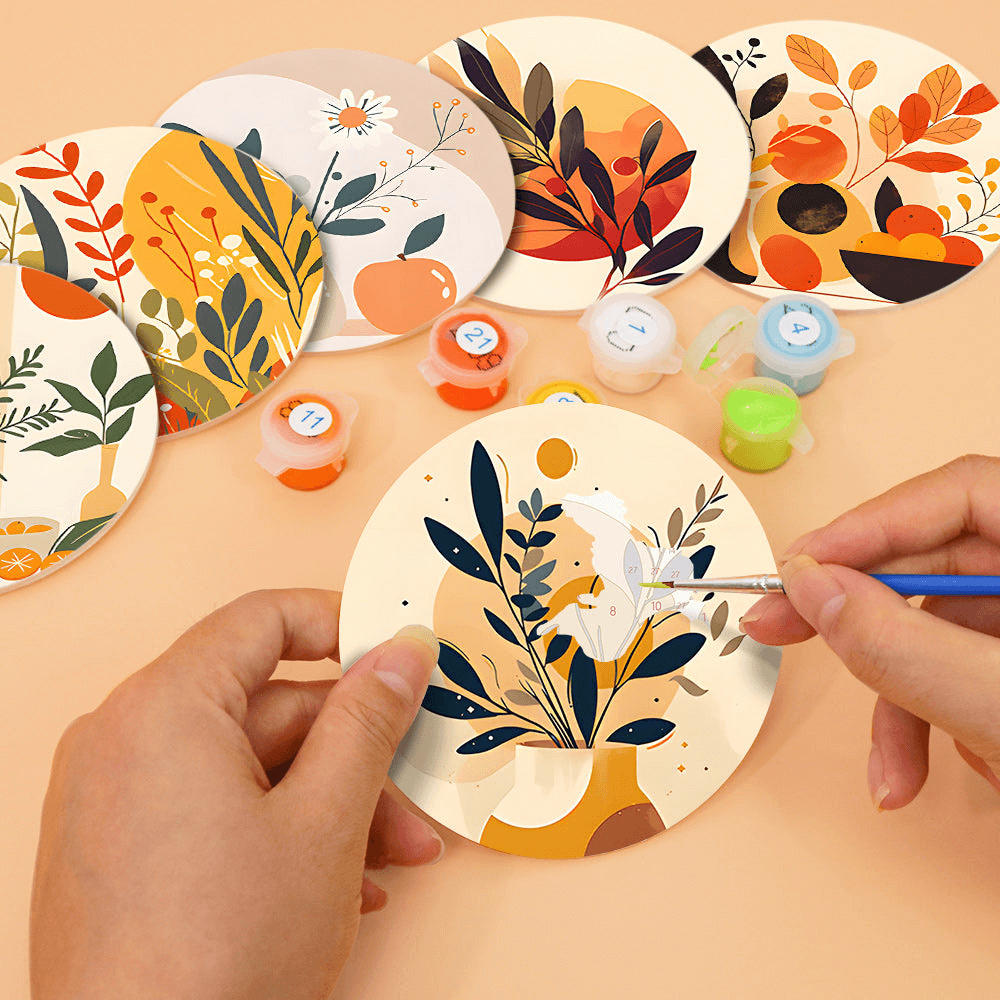 Earthy Elegance (Set of 6) -  Paint by numbers Kit -  Portrait By Numbers