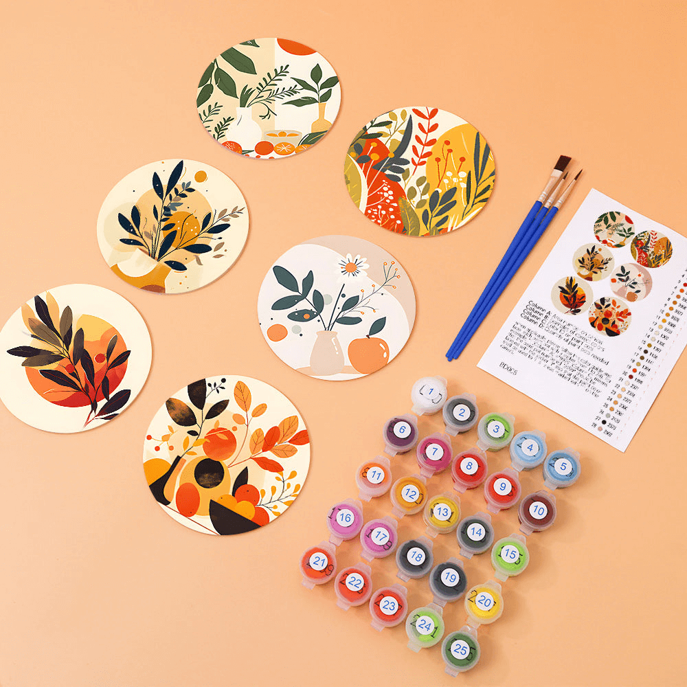 Earthy Elegance (Set of 6) -  Paint by numbers Kit -  Portrait By Numbers