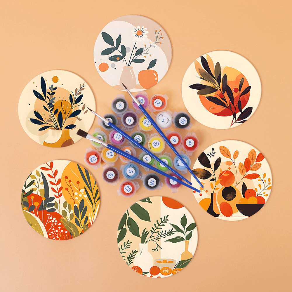 Earthy Elegance (Set of 6) -  Paint by numbers Kit -  Portrait By Numbers