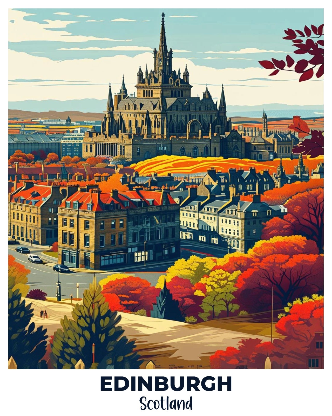 Edinburgh Travel Poster -  Paint by Numbers Kit for Adults -  Portrait By Numbers