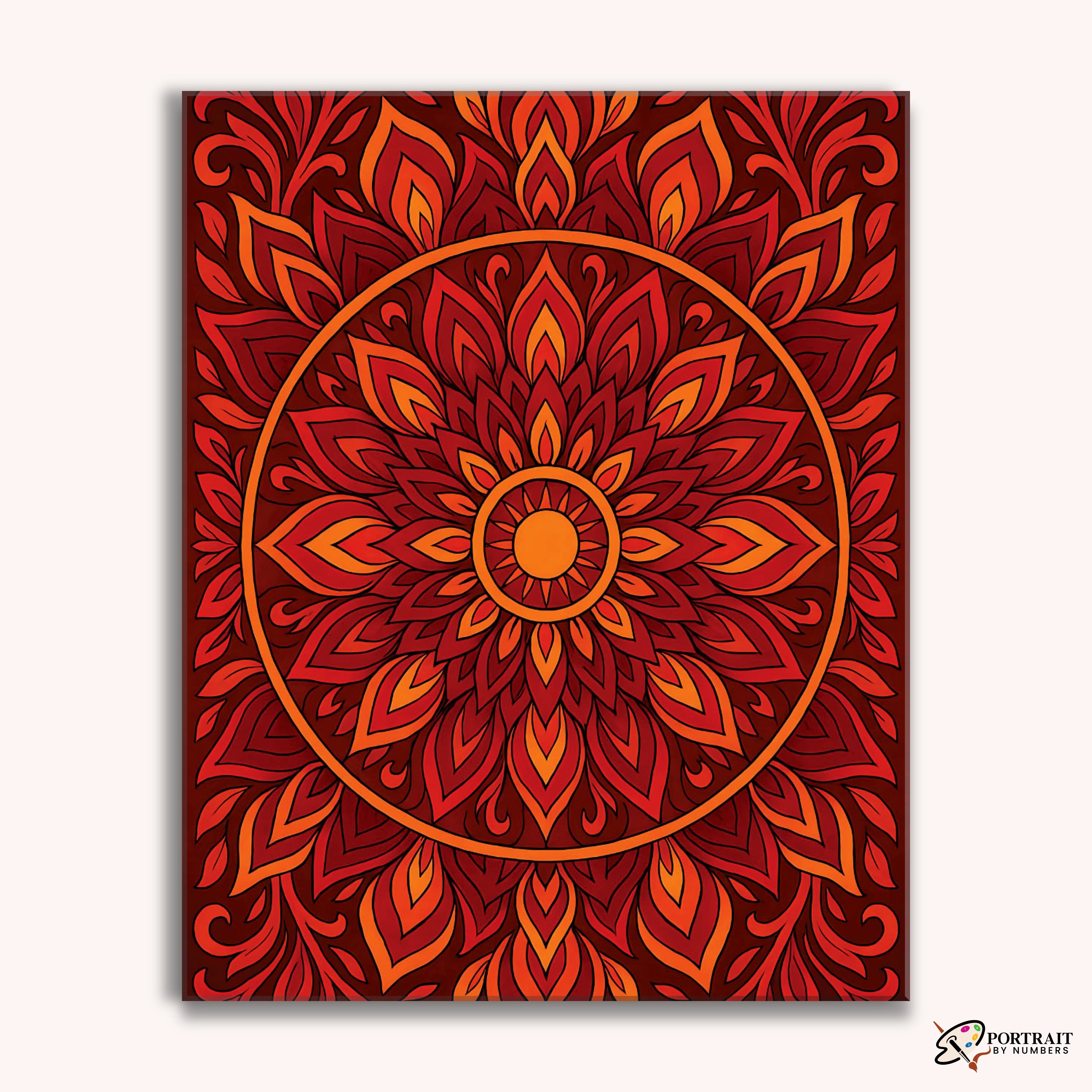 Ember Bloom (Mandala) -  Paint by Numbers Kit for Adults -  Portrait By Numbers