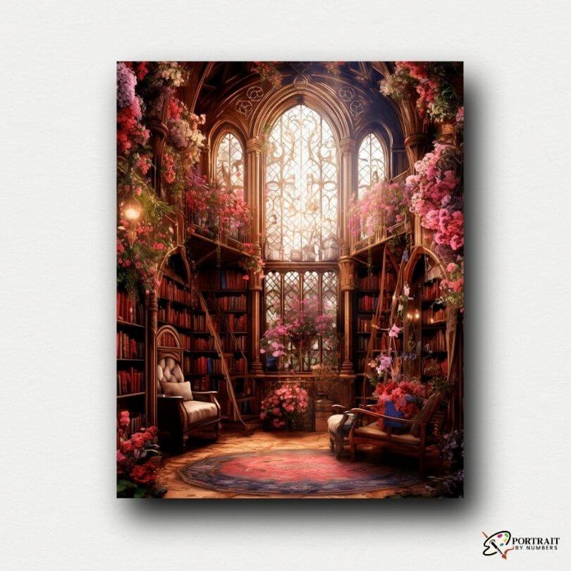 Enchanted Floral Library -  Paint by numbers -  Portrait By Numbers