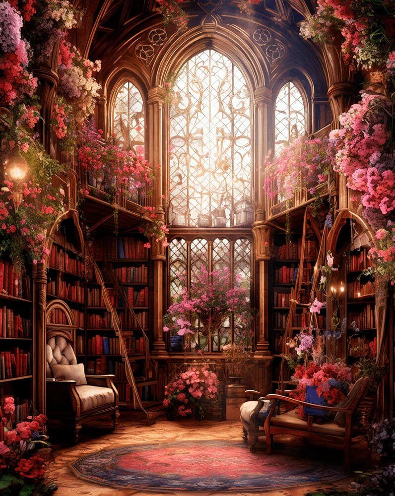 Enchanted Floral Library -  Paint by numbers -  Portrait By Numbers
