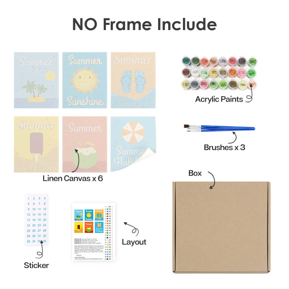 Endless Summer (Set of 6) -  Paint by Numbers Kit for Adults -  Portrait By Numbers