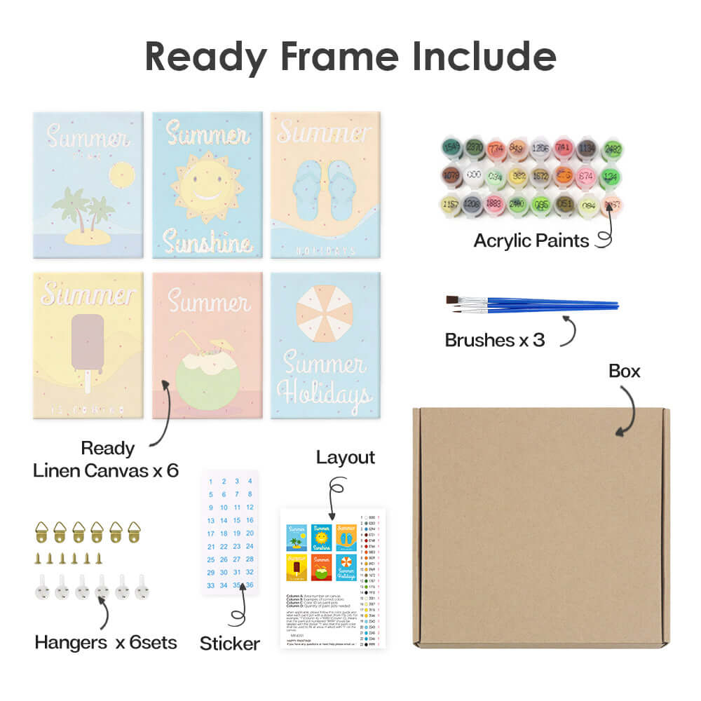 Endless Summer (Set of 6) -  Paint by Numbers Kit for Adults -  Portrait By Numbers