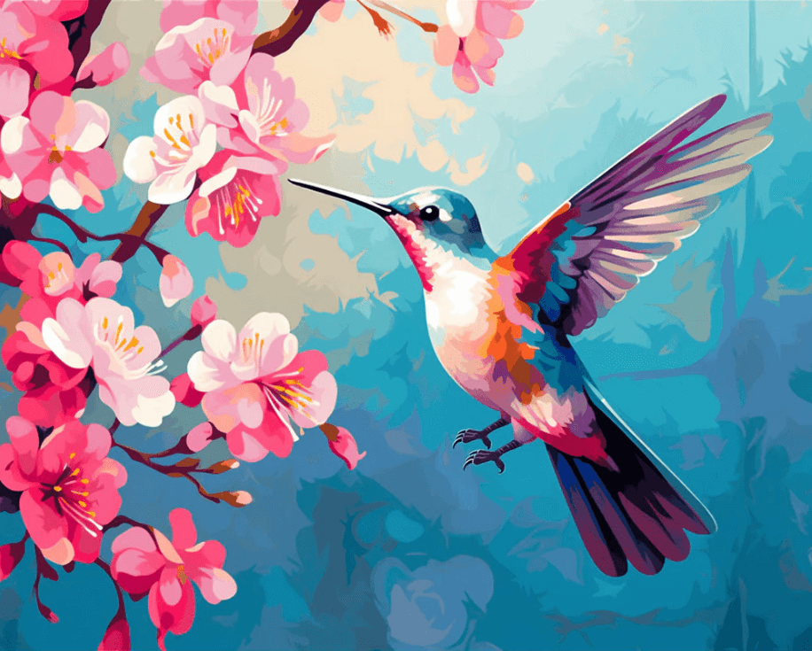 Feeding Hummingbird -  Paint by numbers -  Portrait By Numbers