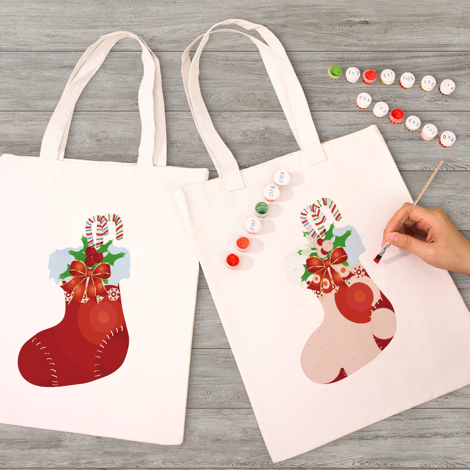 Festive Stocking Bag -  Paint by Numbers Kit for Adults -  Portrait By Numbers