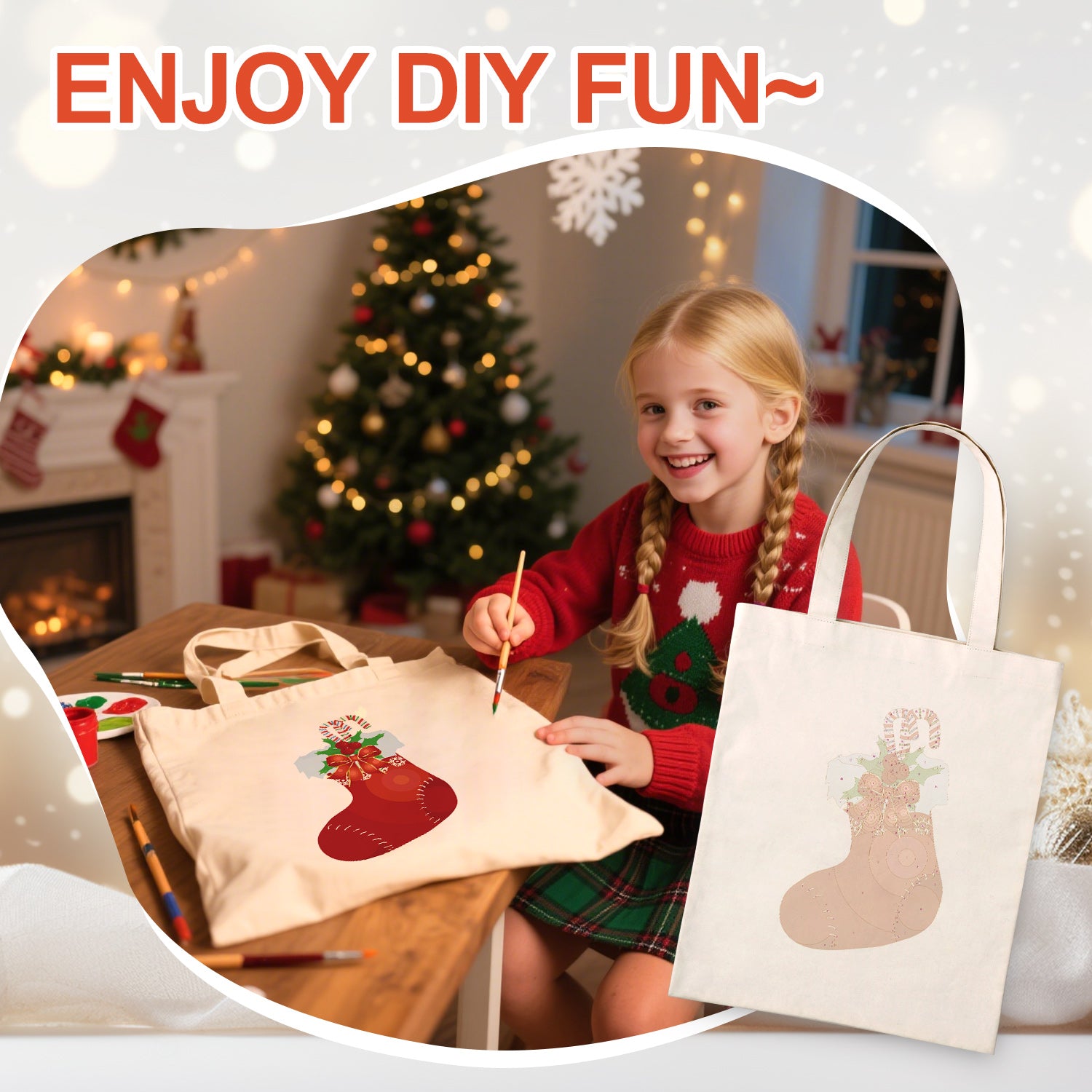 Festive Stocking Bag -  Paint by Numbers Kit for Adults -  Portrait By Numbers