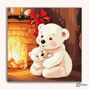 Fireside Bear Hugs -  Paint by Numbers Kit for Adults -  Portrait By Numbers