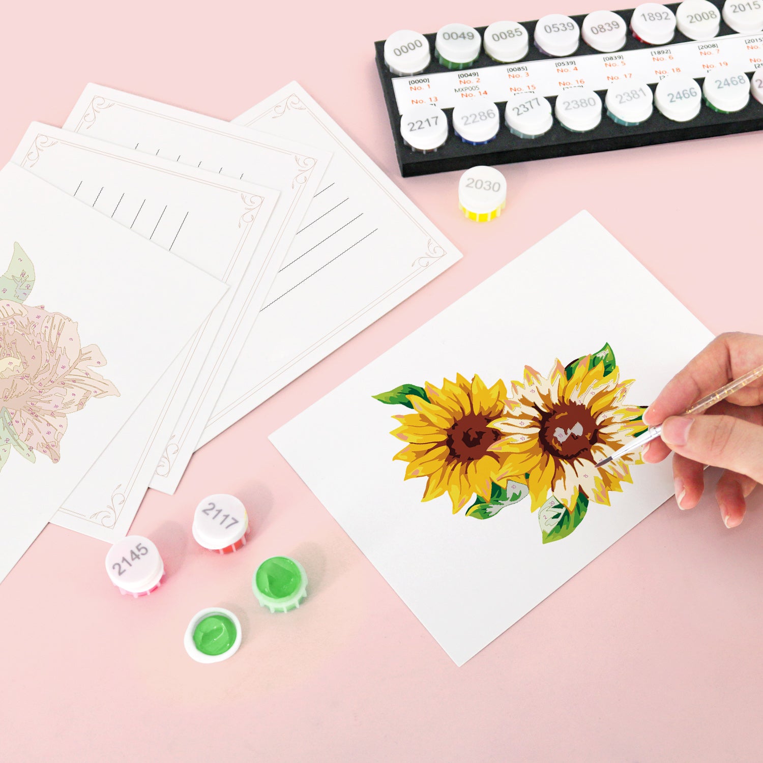 Floral Charm Poster Cards Set -  Paint by Numbers Kit for Adults -  Portrait By Numbers