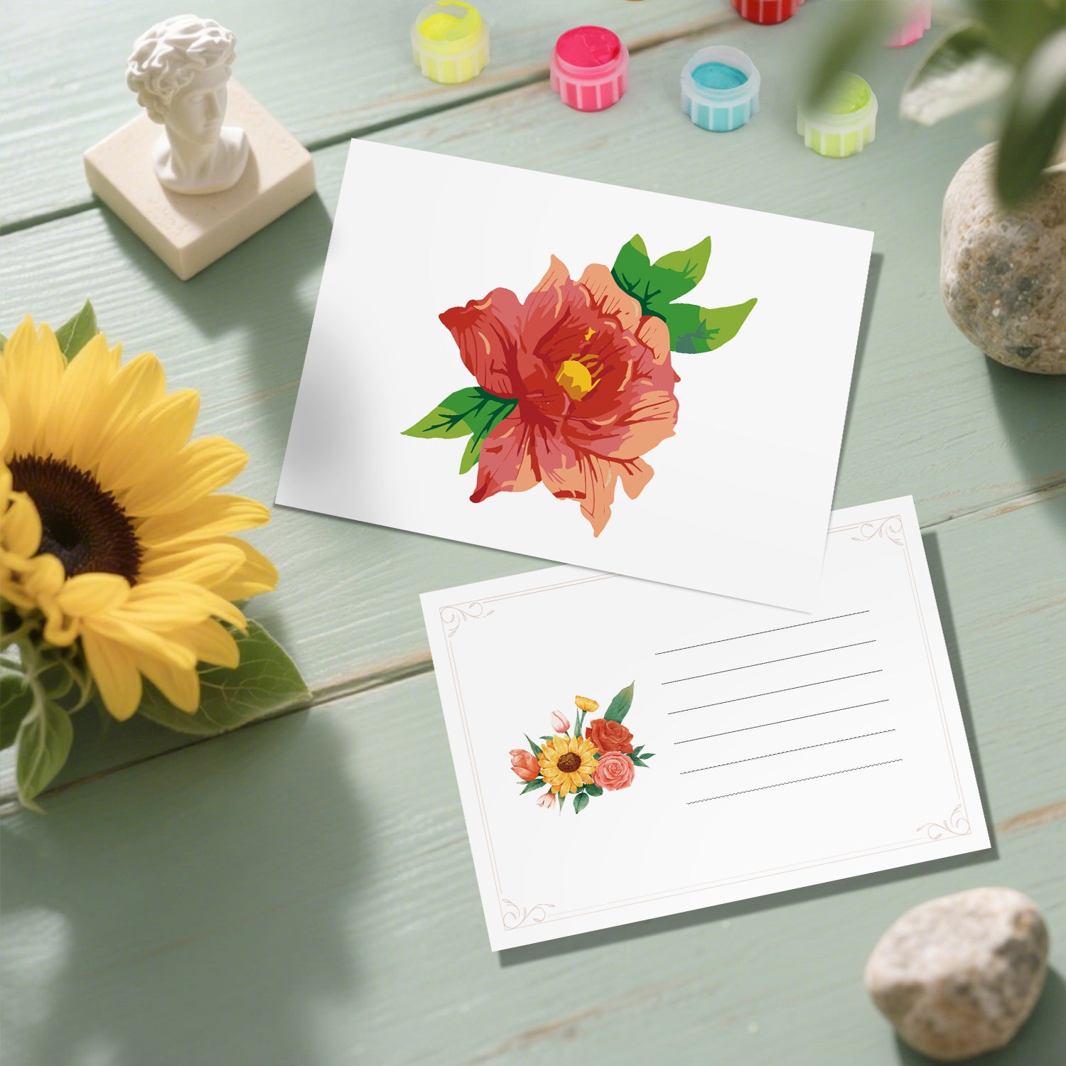 Floral Charm Poster Cards Set -  Paint by Numbers Kit for Adults -  Portrait By Numbers