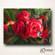 Flower Hummingbirds -  Paint by Numbers Kit for Adults -  Portrait By Numbers