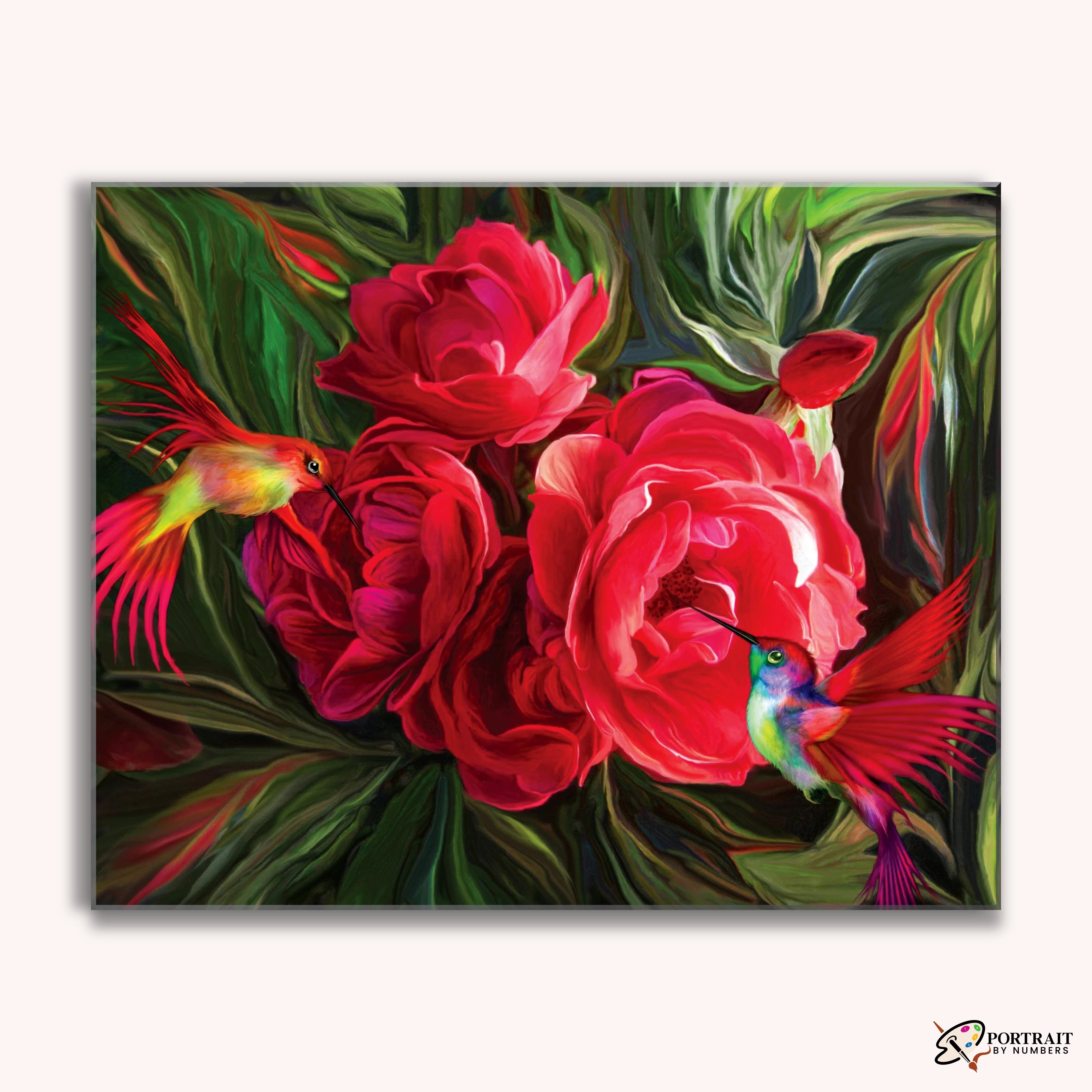 Flower Hummingbirds -  Paint by Numbers Kit for Adults -  Portrait By Numbers