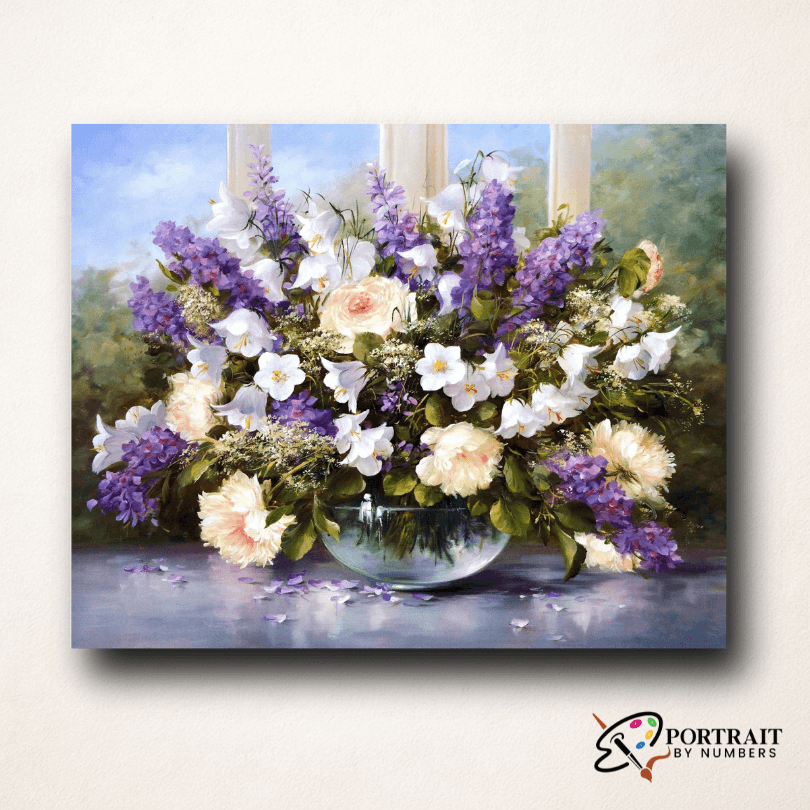 Flowers In The Glass Bowl -  Paint by numbers -  Portrait By Numbers