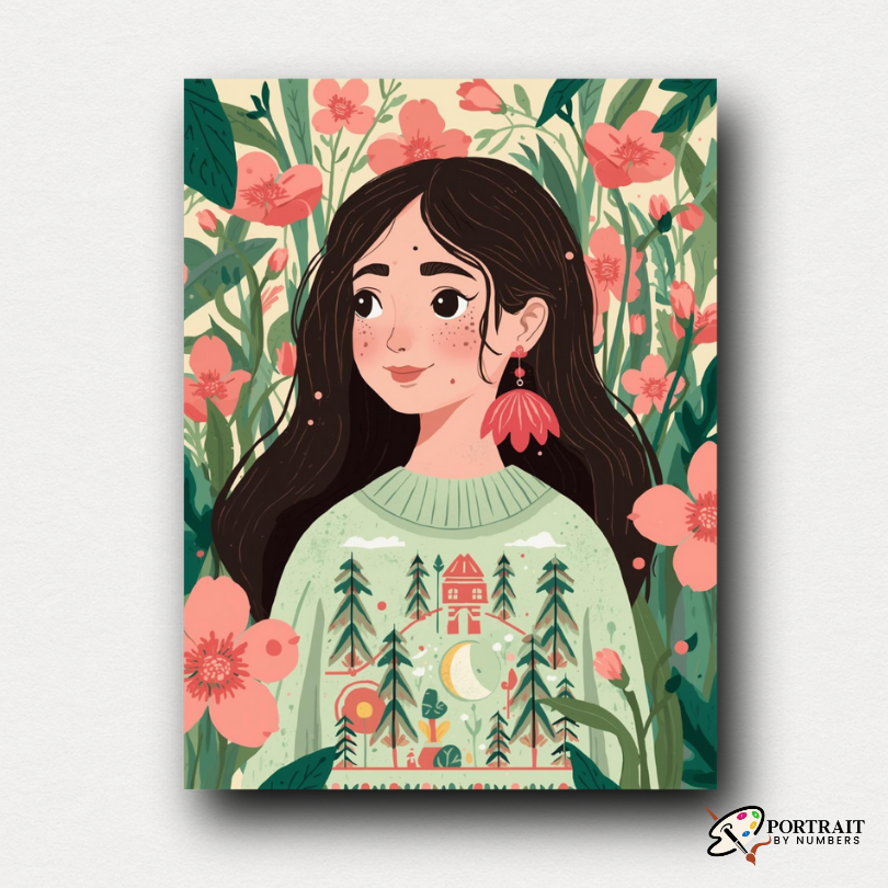 Forest Dream Girl -  Paint by numbers -  Portrait By Numbers