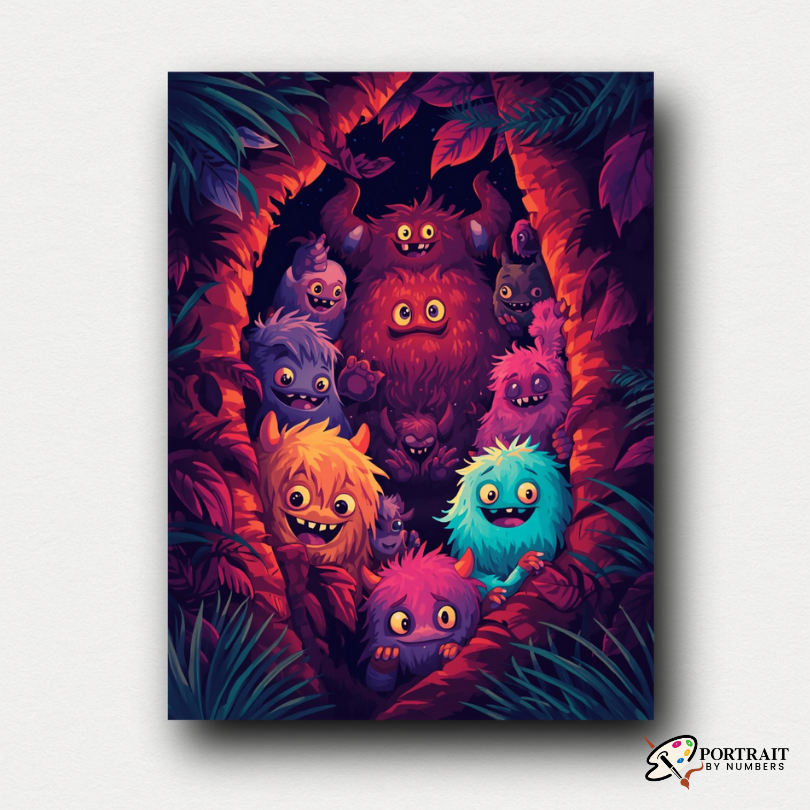Forest Monsters -  Paint by Numbers Kit for Adults -  Portrait By Numbers