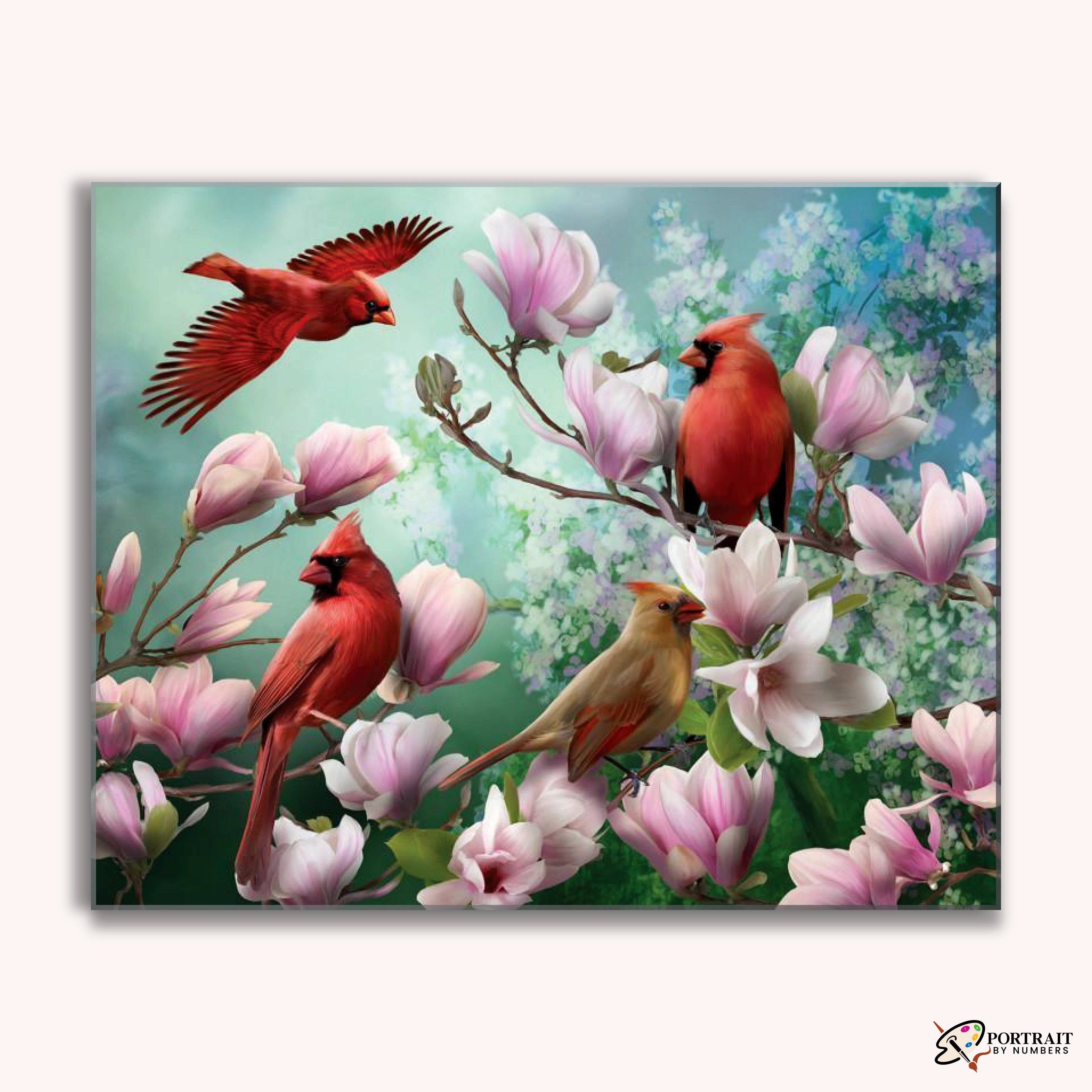 Four Beautiful Birds -  Paint by Numbers Kit for Adults -  Portrait By Numbers