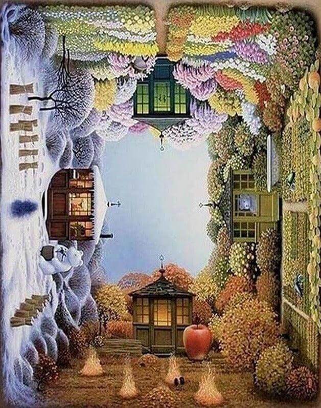 Four Season House -  Paint by numbers -  Portrait By Numbers