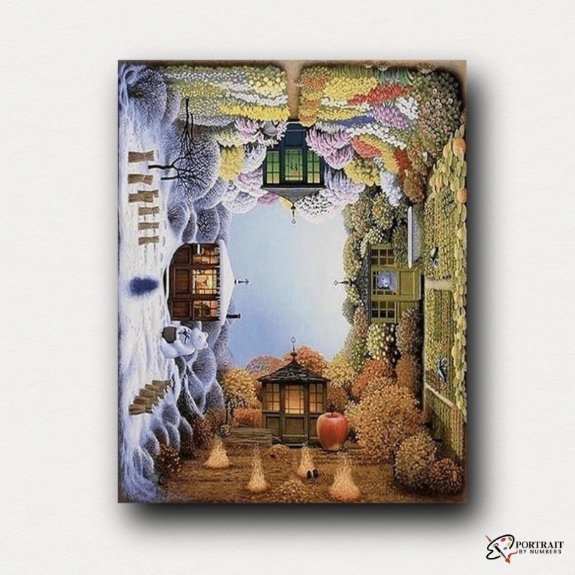Four Season House -  Paint by numbers -  Portrait By Numbers