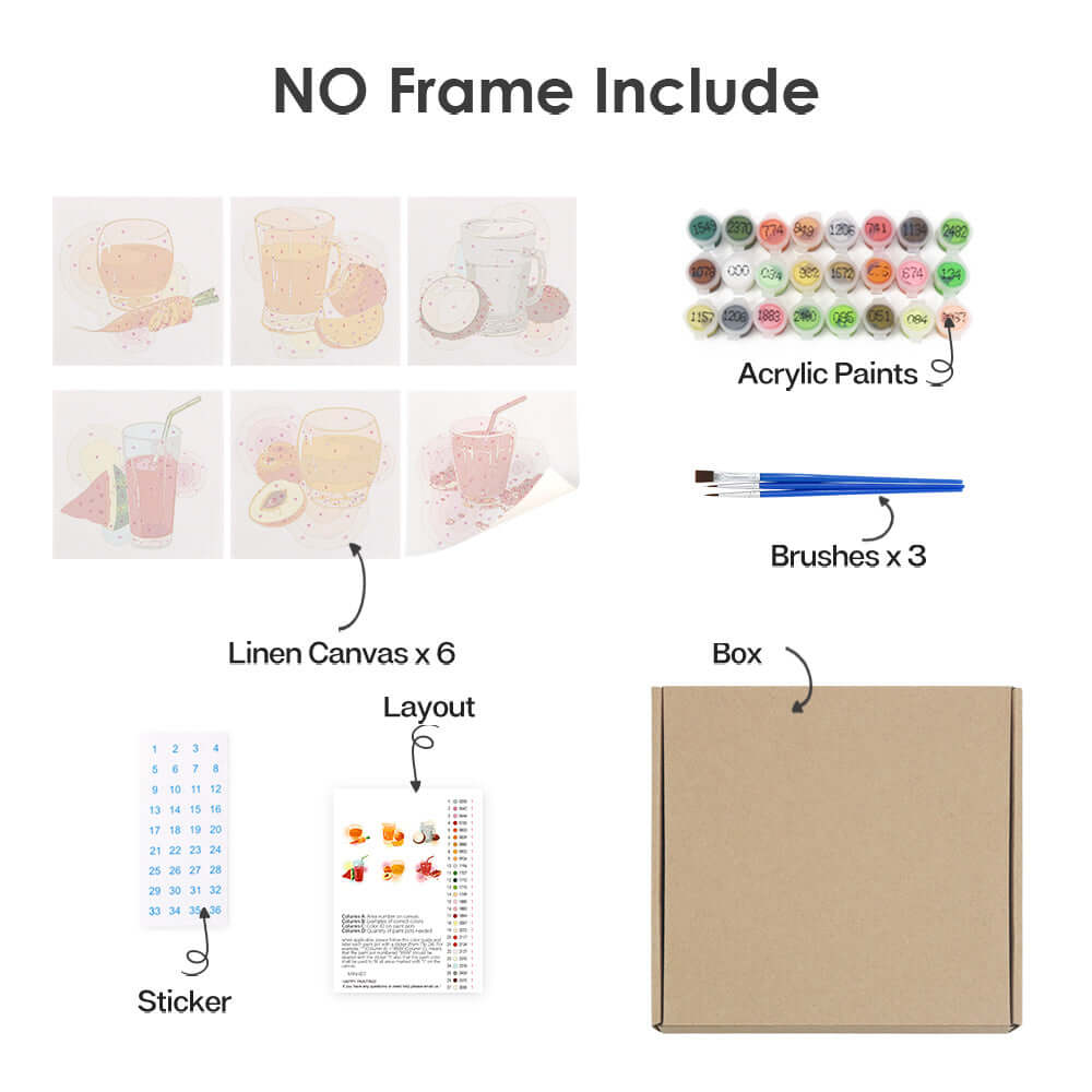 Fresh Pours (Set of 6) -  Paint by numbers Kit -  Portrait By Numbers