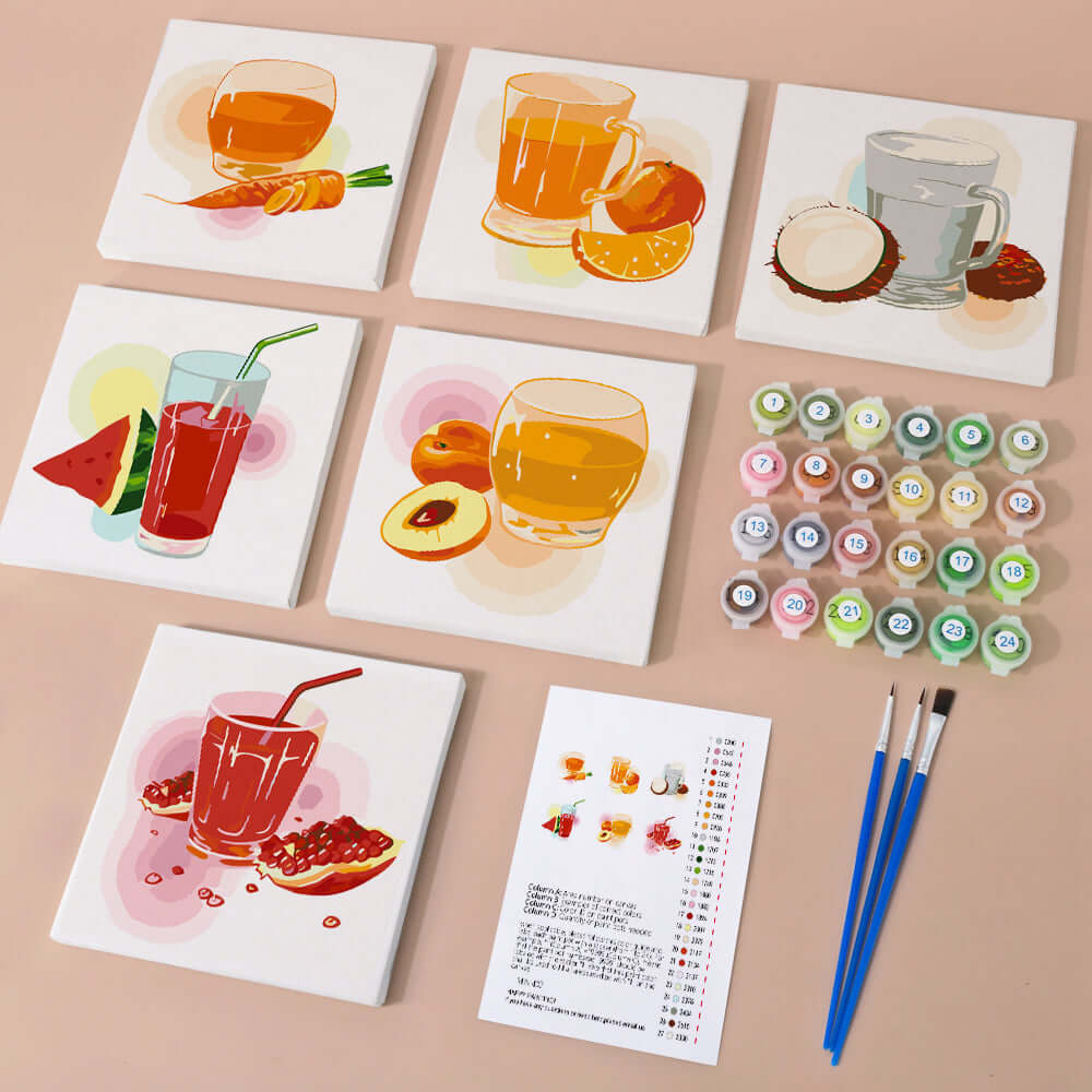 Fresh Pours (Set of 6) -  Paint by numbers Kit -  Portrait By Numbers