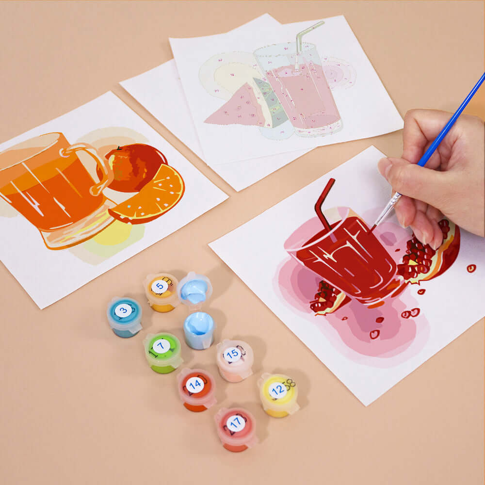 Fresh Pours (Set of 6) -  Paint by Numbers Kit for Adults -  Portrait By Numbers