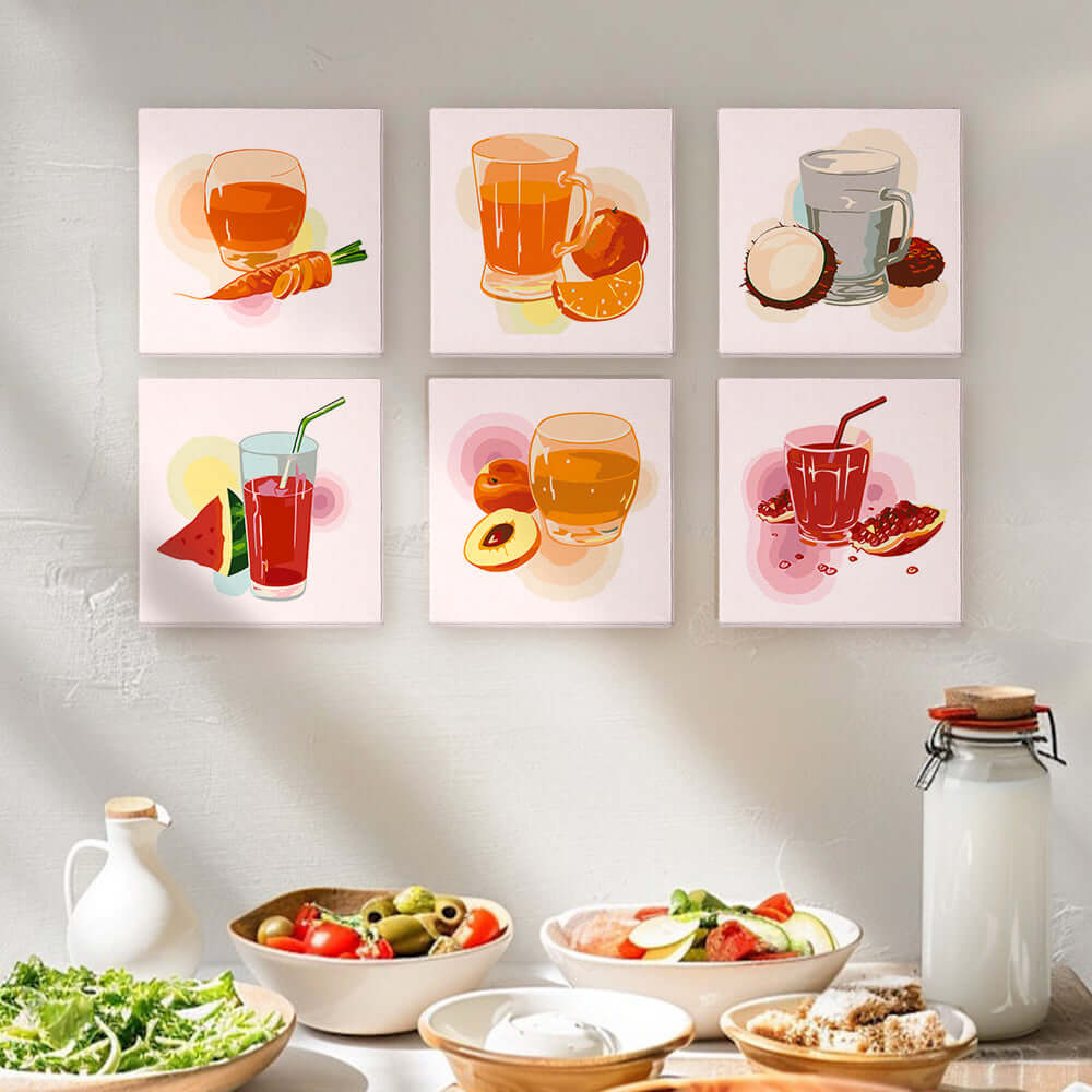 Fresh Pours (Set of 6) -  Paint by Numbers Kit for Adults -  Portrait By Numbers