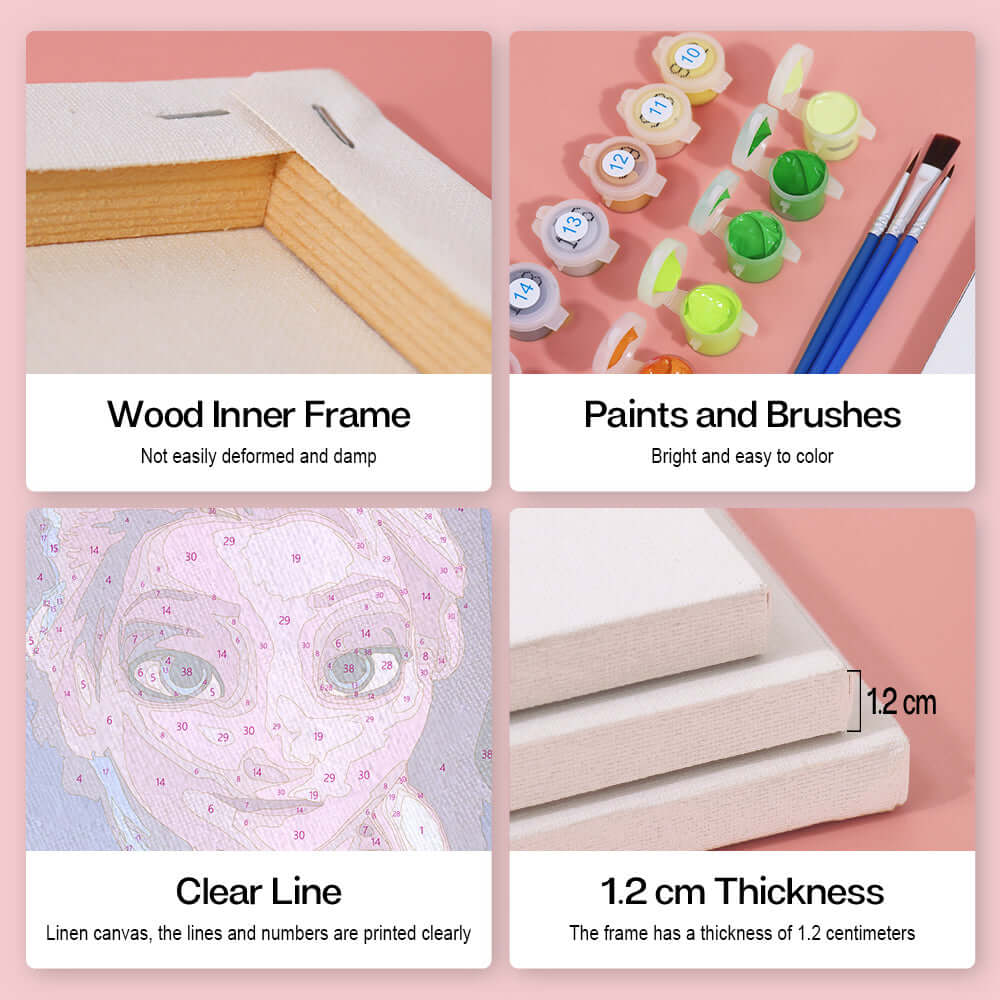 Frozen Sisters (Set of 6) -  Paint by Numbers Kit for Adults -  Portrait By Numbers