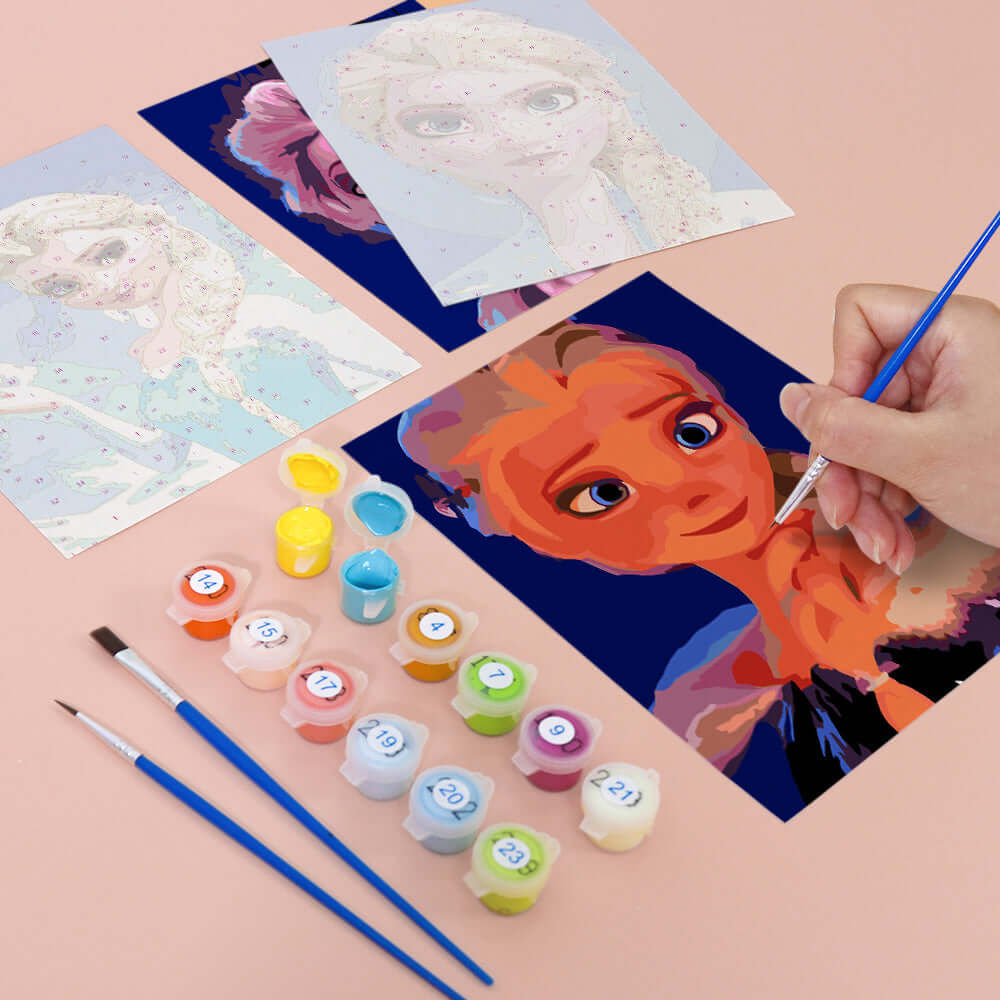 Frozen Sisters (Set of 6) -  Paint by Numbers Kit for Adults -  Portrait By Numbers