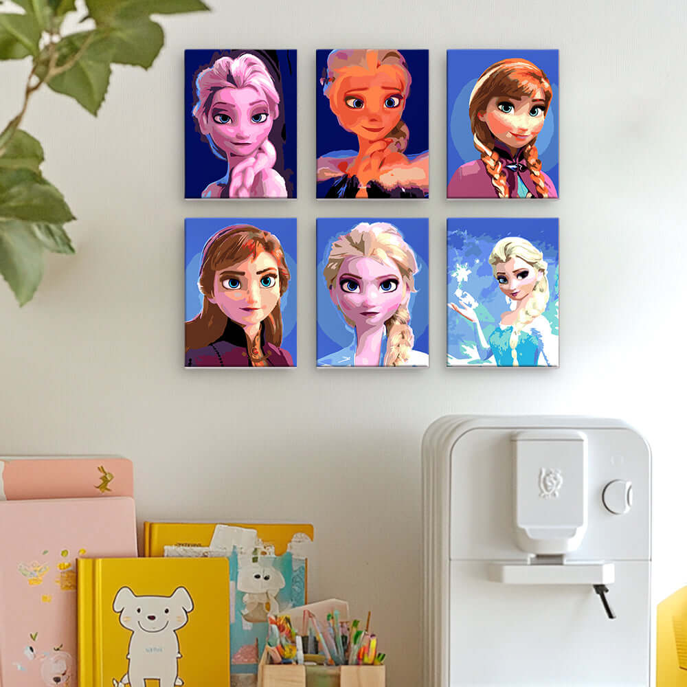 Frozen Sisters (Set of 6) -  Paint by Numbers Kit for Adults -  Portrait By Numbers