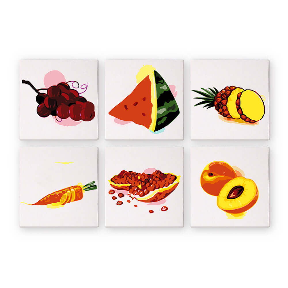 Fruit Pop (Set of 6) -  Paint by numbers Kit -  Portrait By Numbers