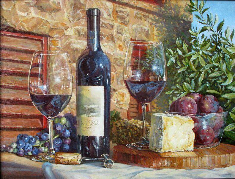Fruit Wine Bottle -  Paint by numbers Kit -  Portrait By Numbers
