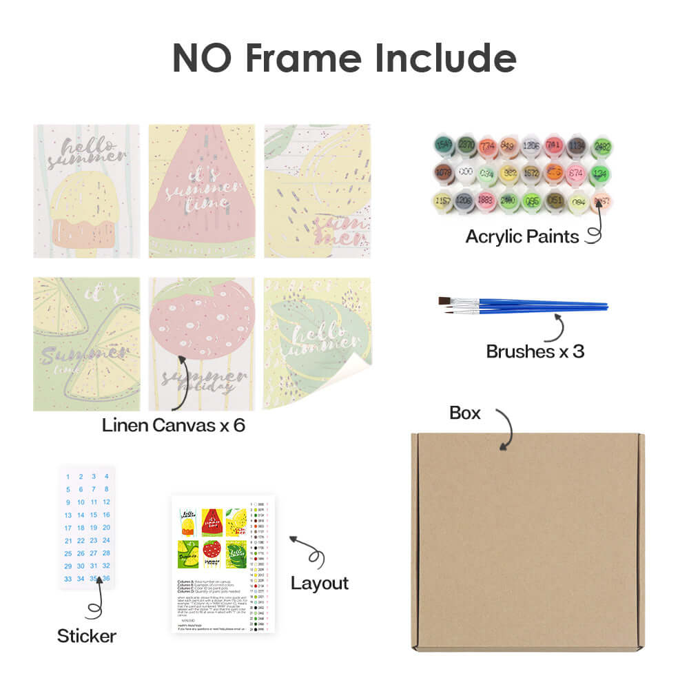 Fruity Summer (Set of 6) -  Paint by Numbers Kit for Adults -  Portrait By Numbers